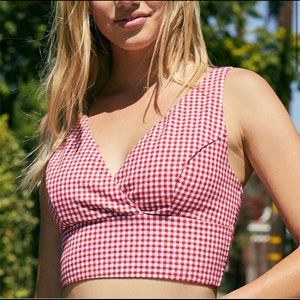 Brandy Melville red gingham crop top
